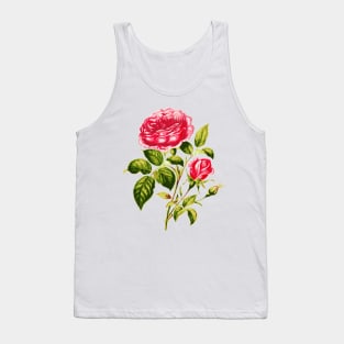 Vintage Pink Roses with Branches and Rose Buds Tank Top